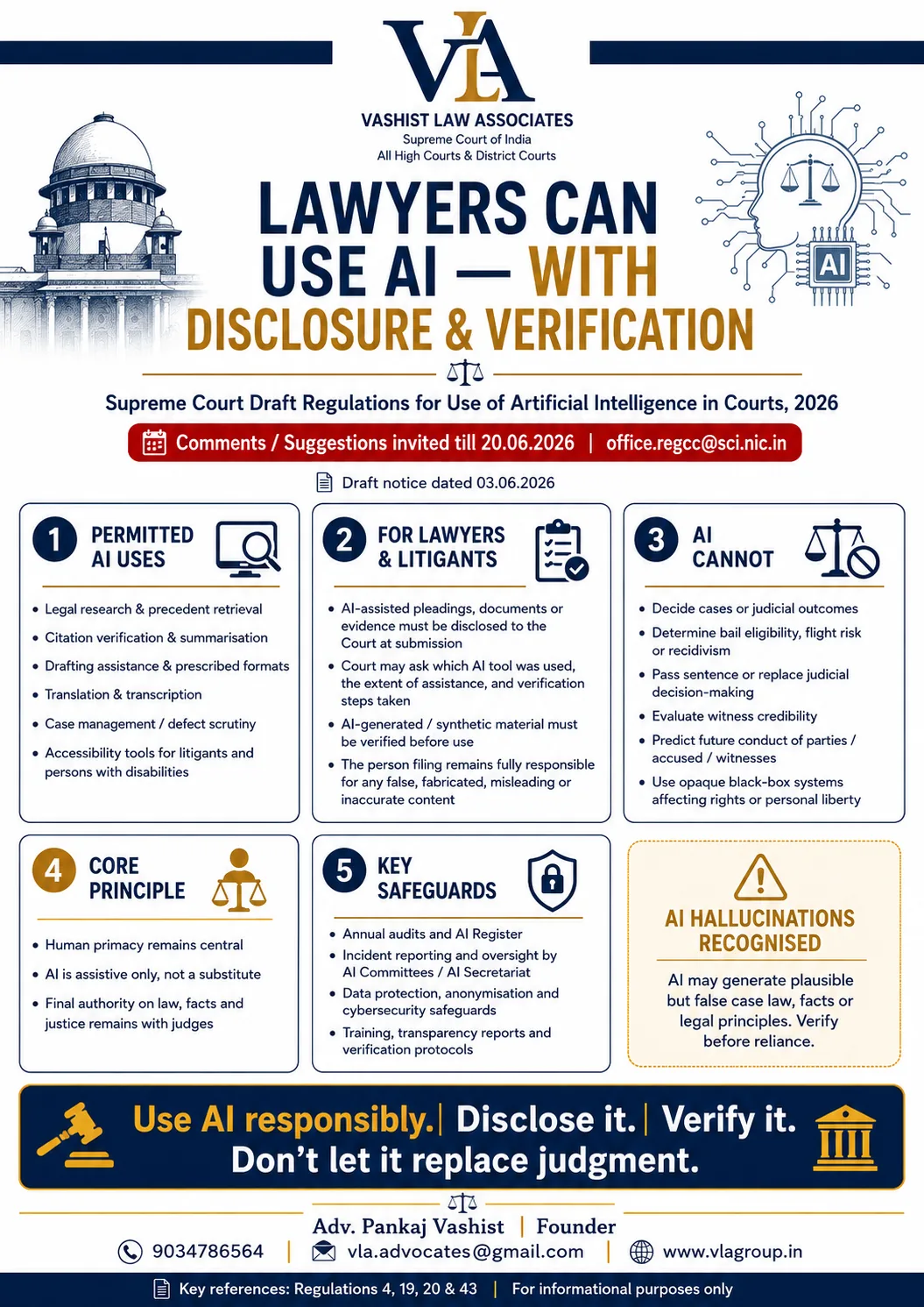 VLA infographic on draft regulations for use of artificial intelligence in courts
