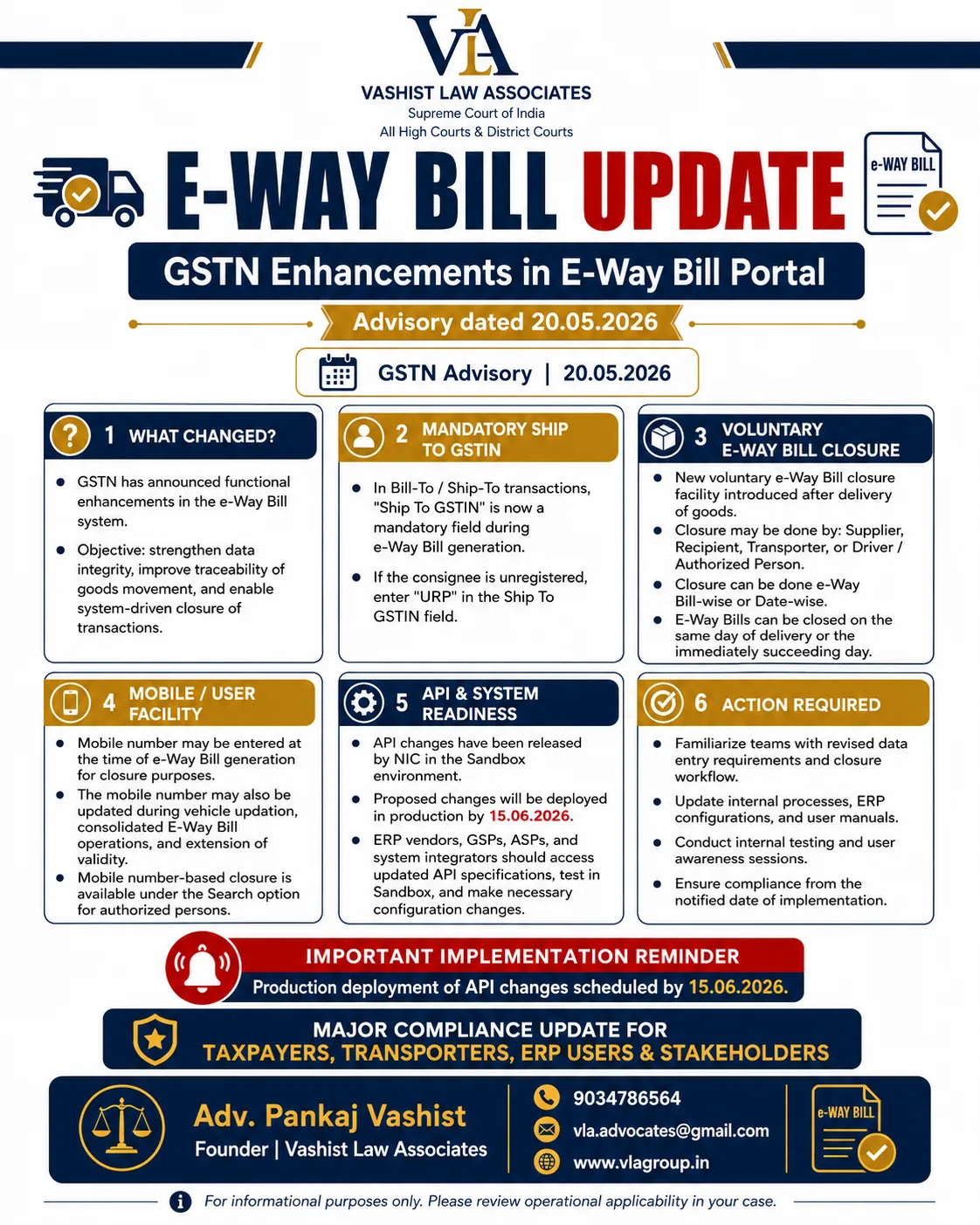 VLA e-way bill portal update infographic