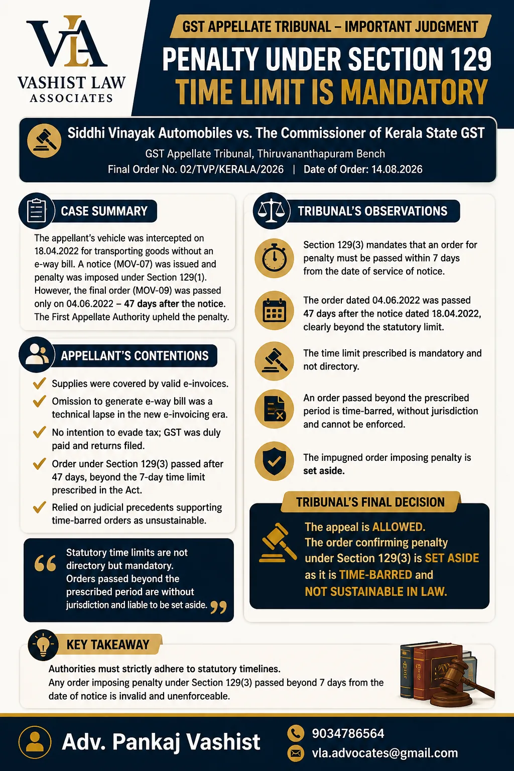 VLA GSTAT update on Section 129 time limits